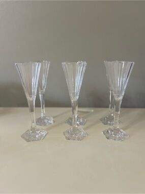 Antique 1929 Czech MOSER Sherry Glasses - THOMAS Pattern Set of 6 SIGNED Mint